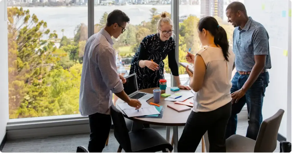 Clinical team collaborating on dual diagnosis treatment plan for patients with co-occurring mental health and substance use disorders.