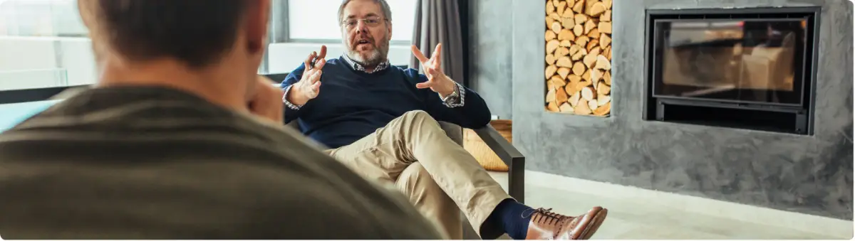 Therapist leading a counseling session with patient for mental health and addiction recovery