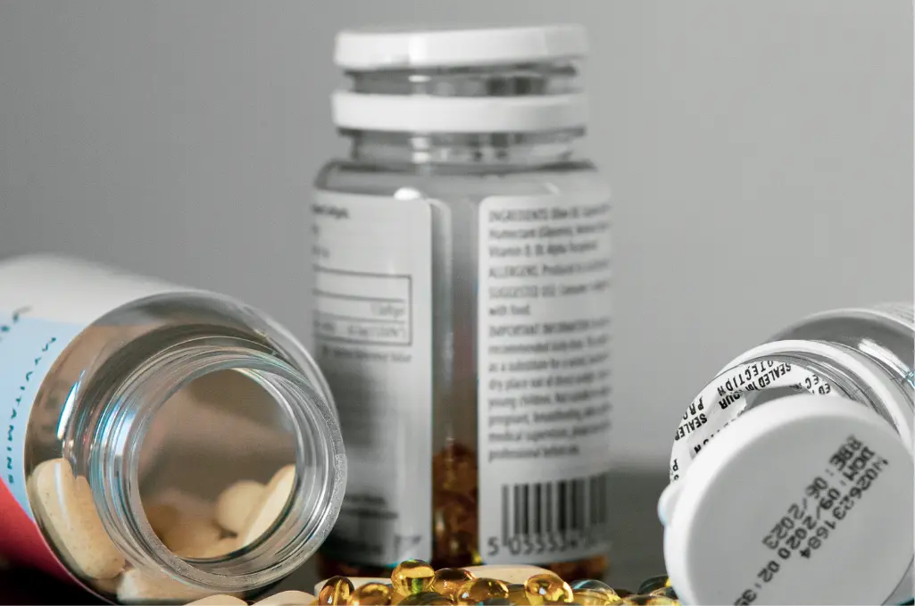 Bottles of kratom and 7-OH supplement products associated with addiction and public health concerns in New Jersey.