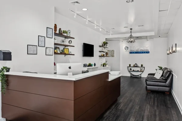 Modern reception area at Legacy Healing Center showcasing a welcoming environment for personalized addiction and mental health treatment